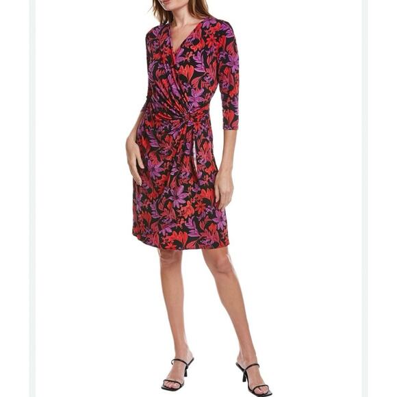 TOMMY BAHAMA Clara Faux Wrap Dress Size S Joyful Jewel Floral Slinky Knit EUC - Picture 2 of 11